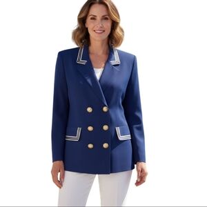 Maggie Lawrence Vintage Nautical Sailor Double Breated Blazer Size 12